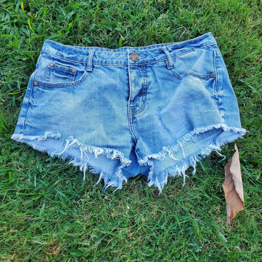 The Frayed Mid Rise Denim Shorts Size 6